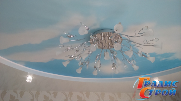 Фото натяжного потолка в Зале