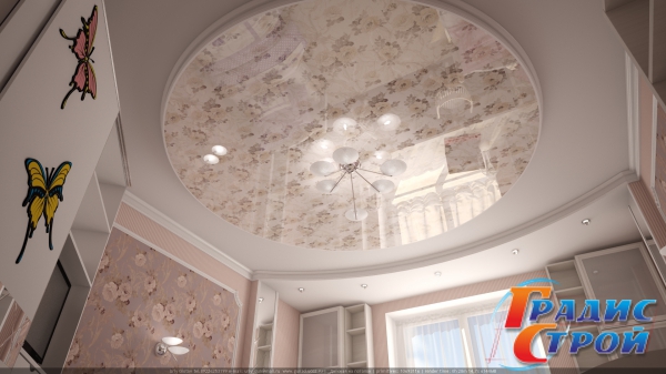 Фото натяжного потолка в Детской комнате